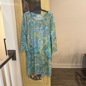 Paisley Print Blue and Green Dress